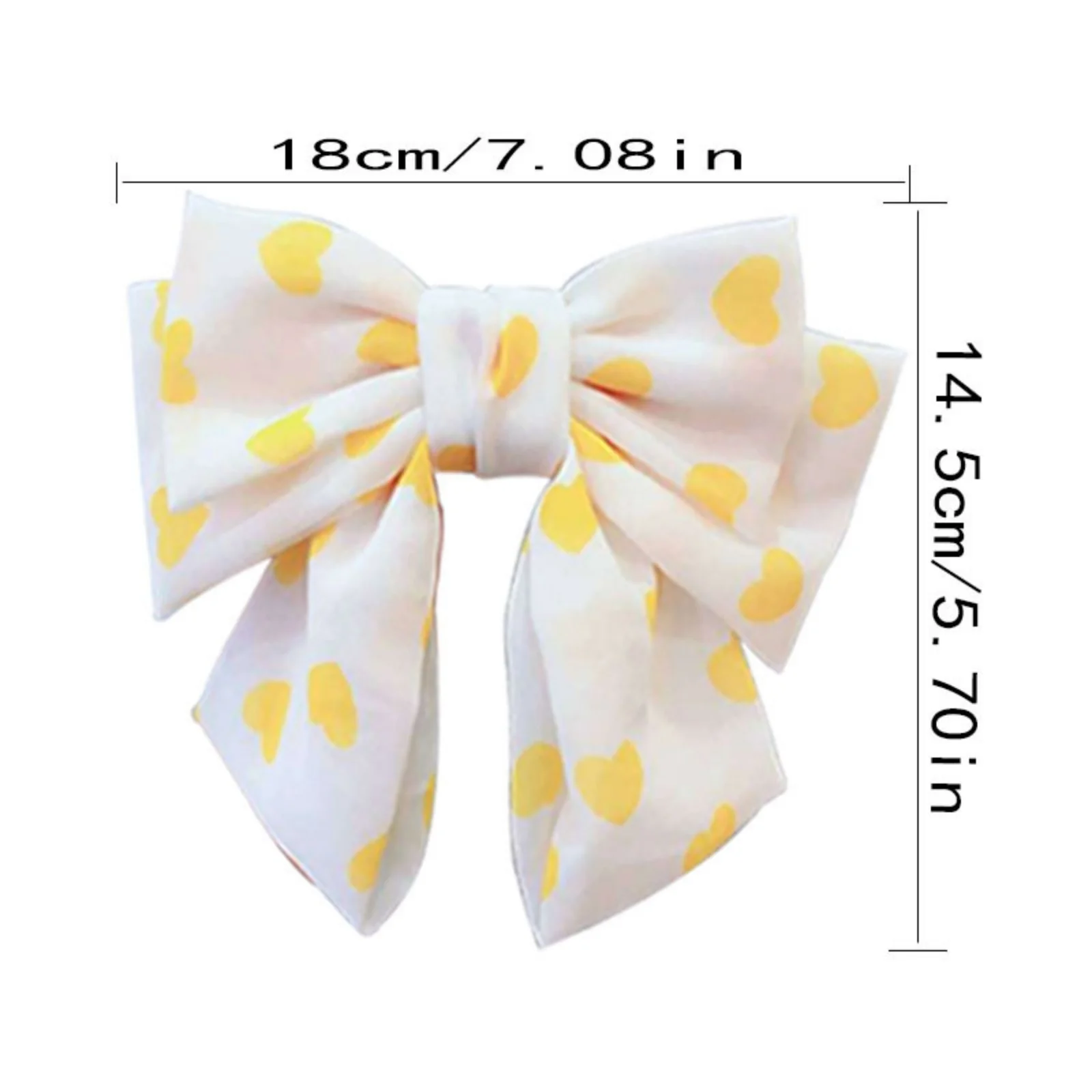 1PC Cute Bow Hair Clips With Three - Layer Design, Yellow Heart & Red Heart Patterns, Sweet Hair Accessories For Girls