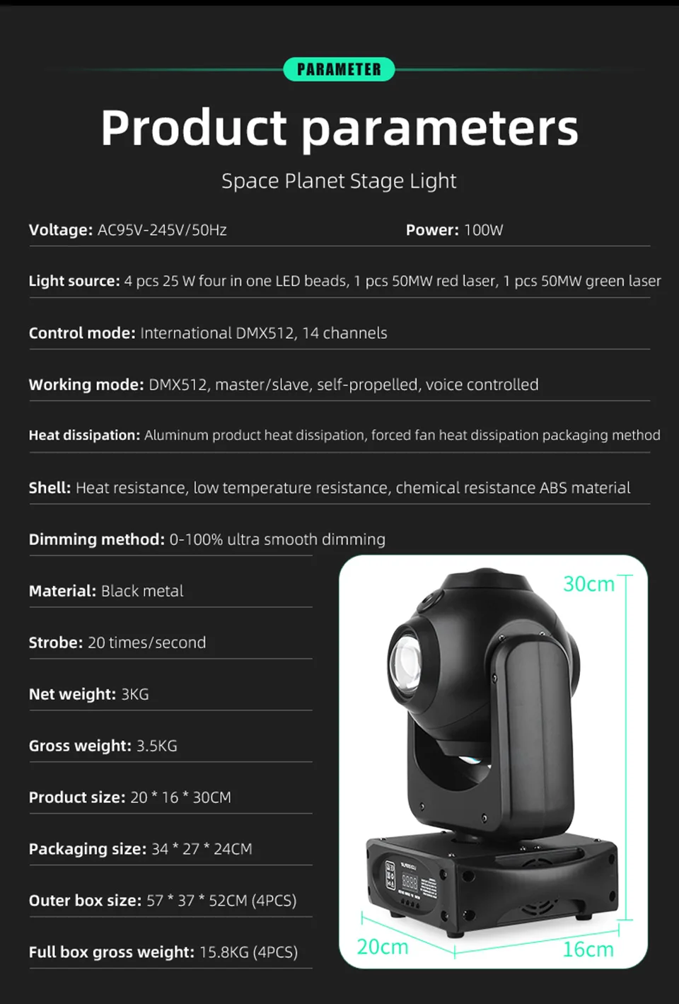Moving Head Strobe Light 4in1 Moving Head Lights Rotate Effect for Stage Lightin
