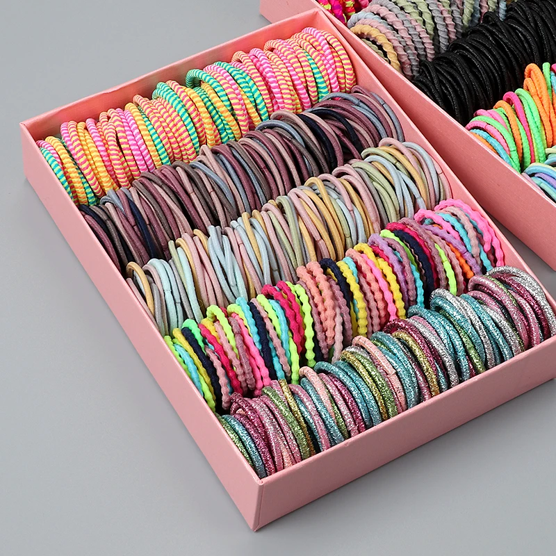 100 Pcs Candy Color Hair Bands for Girls