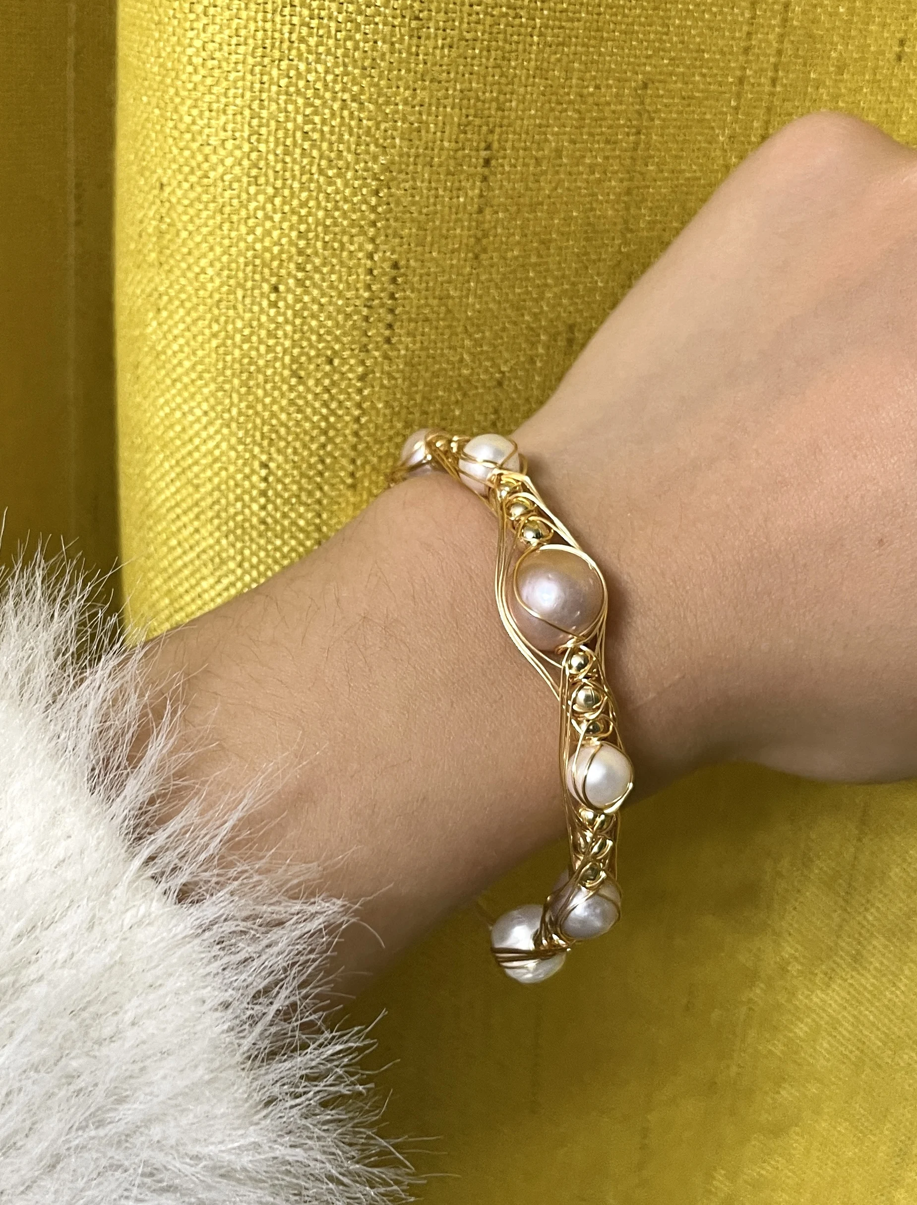 Glseevo Natural Fresh Water Pearl Charm Wrap Bracelets Bangles Women Classic Luxury Indian Style Fine Jewellery