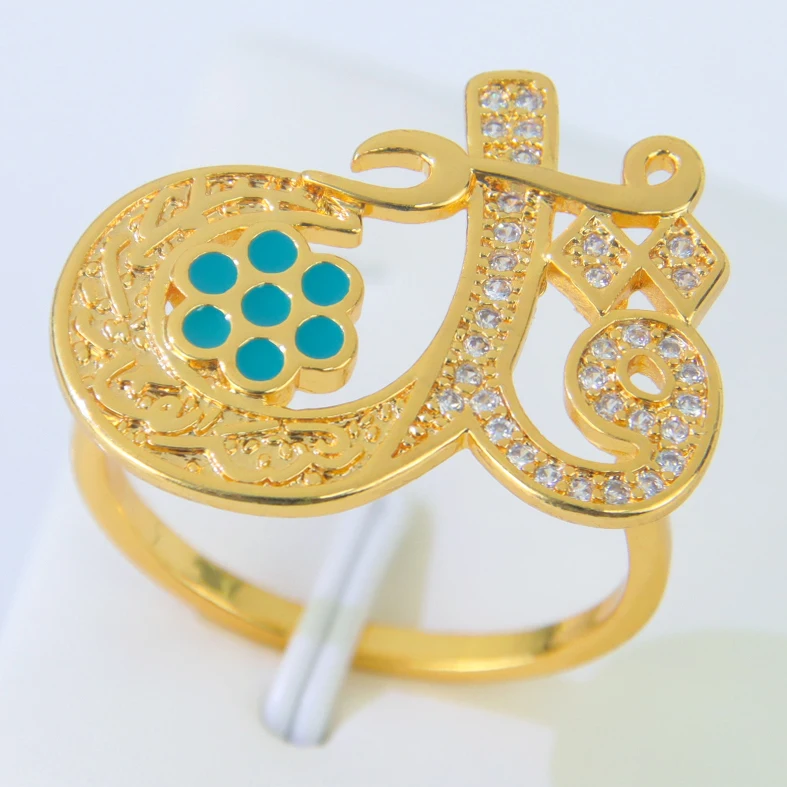 Dubai Gold Farbe Paare Ring 21k vergoldet italienische islamische exquisite Zirkonia Ring äthiopische Frauen tägliche Party Schmuck Geschenke – Detail 7