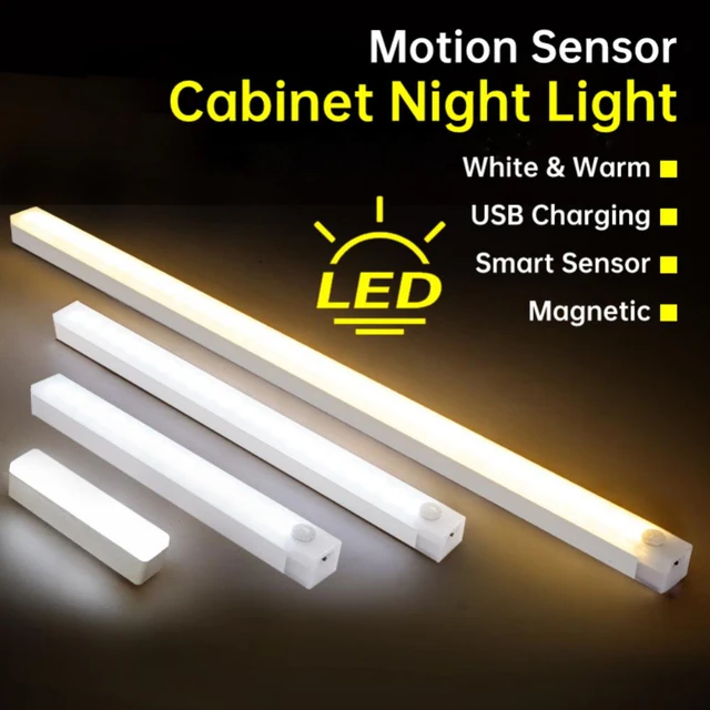 Luz Nocturna LED con Sensor de movimiento para el hogar, lámpara  inalámbrica recargable por USB para dormitorio, armario, habitación y  pasillo, 4 tamaños - AliExpress