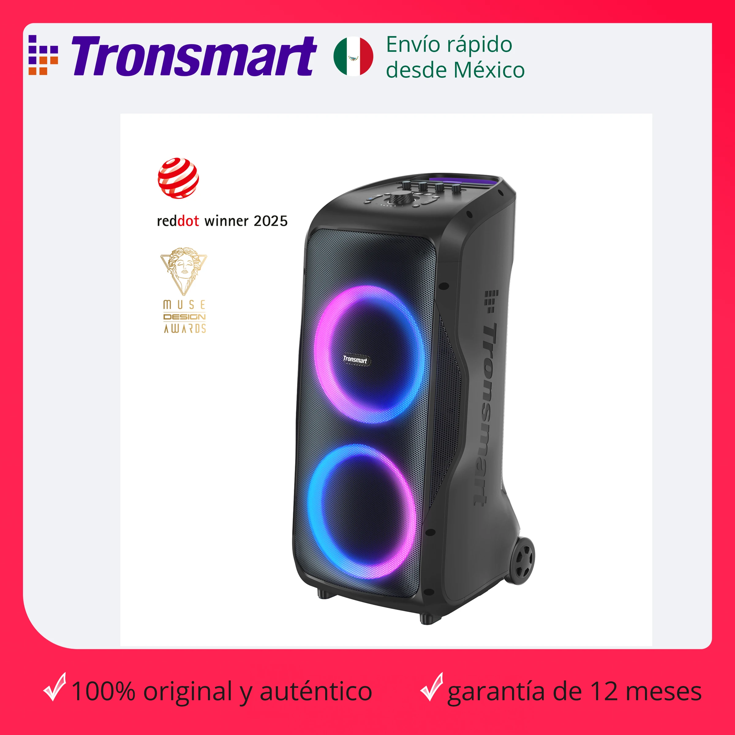 Tronsmart Halo 300 Altavoz 240W Partybox de, altavoz de fiesta Bluetooth con entrada de guitarra/micrófono/XLR, TWS, 20 horas de reproducción, control de aplicaciones