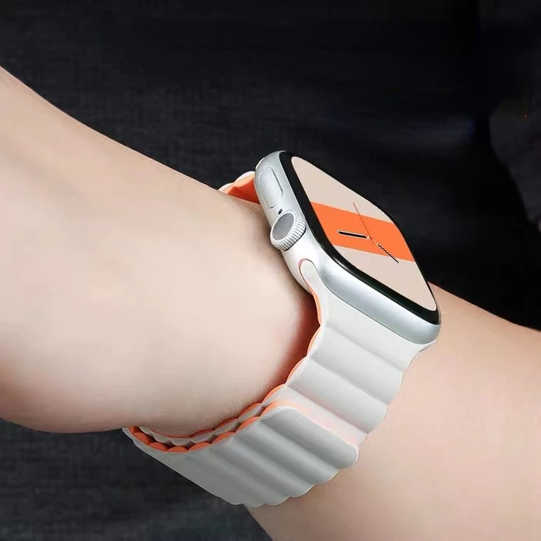 Silicone Strap For Apple watch band 49mm 45mm 41mm 44mm 40mm 42mm Magnetic Loop Bracelet Wristband For iWatch Ultra 8 7 6 5 4 SE