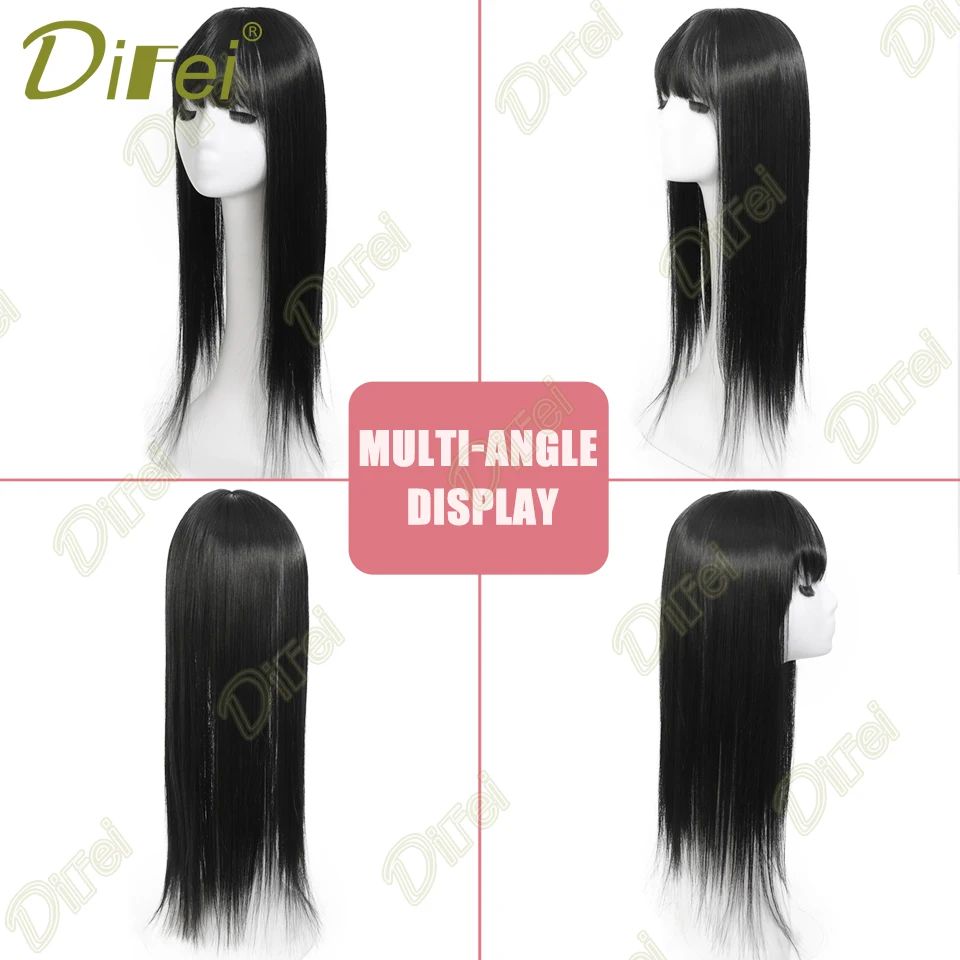 Synthetic Topper Hair Piece Head hair patch Cover Replacement Block With Bangs Long Straight Increase hair volume hair extensions hair toppers