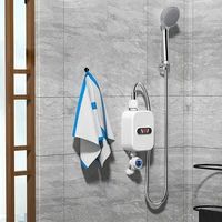 3500W Shower System Set Mini Hot Water Heater Shower Rapid Heating LCD Digital 304 Stainless Steel Rain Shower Head for Outdoor 1