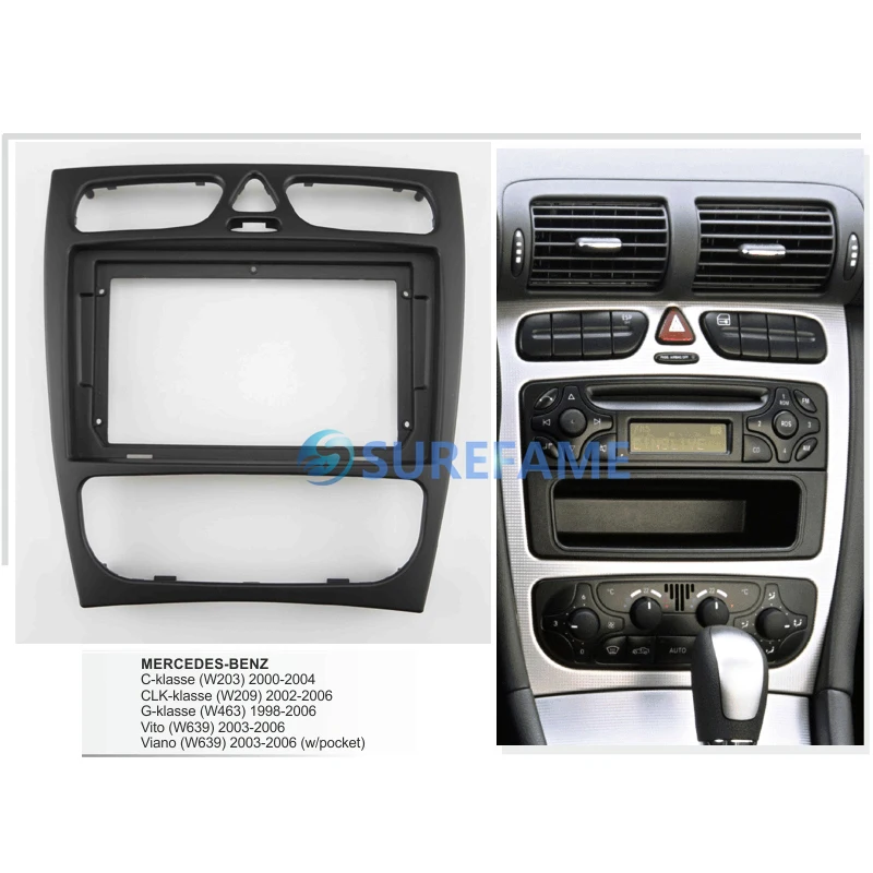 9 inch Car Fascia Radio Panel for MERCEDES BENZ C klasse (W203) 2004-2007;  CLC (CL203) 2008-2011 Dash Kit Facia Bezel Plate - AliExpress