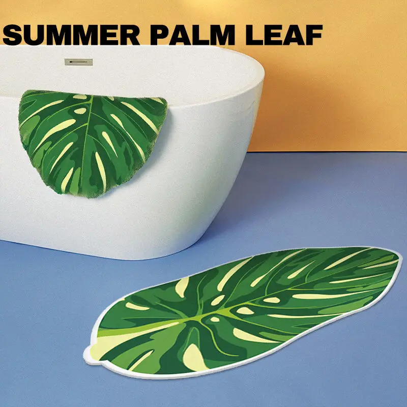 

Creative Leaf Shaped Foot Mat Ins Leaf Bath Mat Floor Mat Bedroom Living Room Rug Carpet Non-Slip Doormat Home Decor