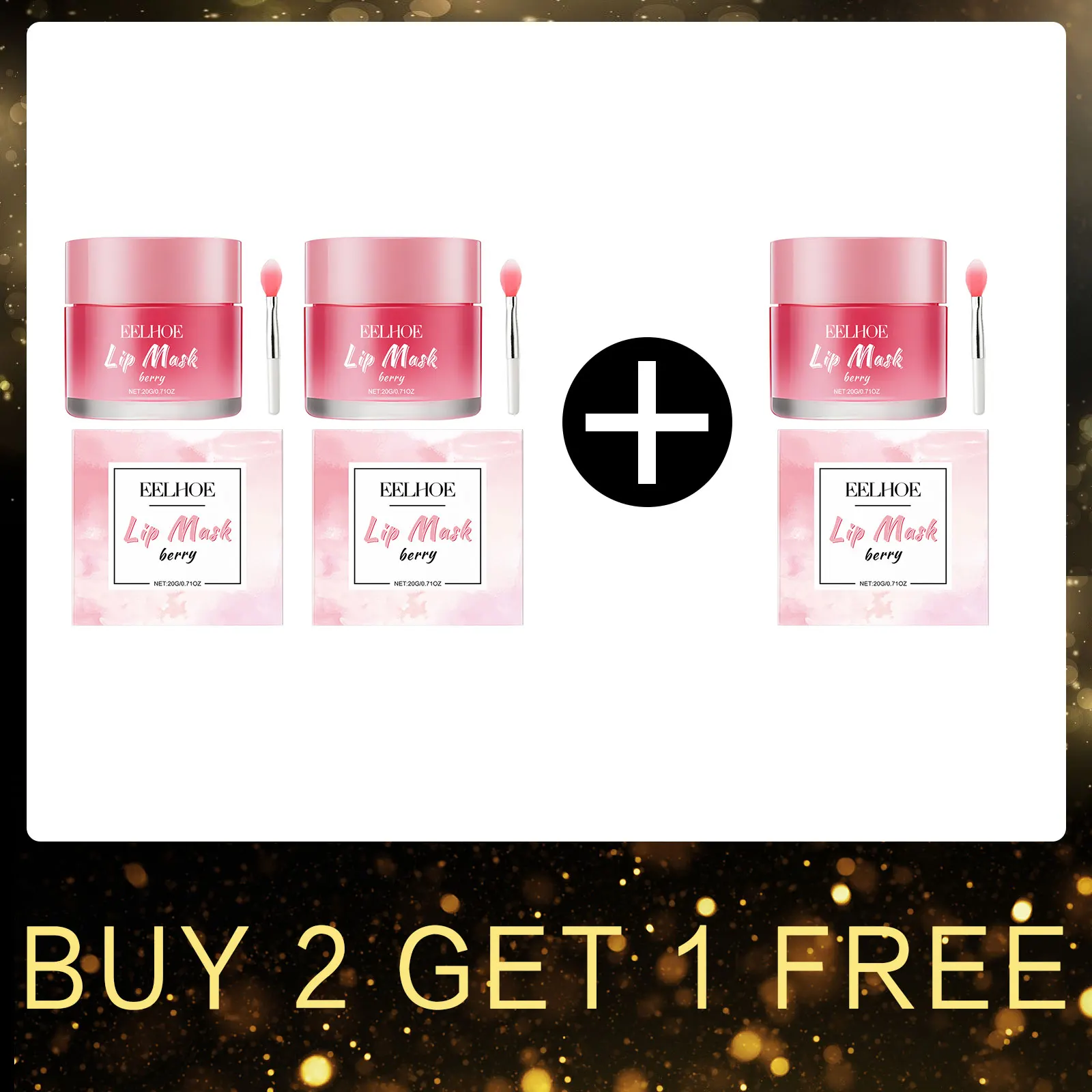 thumbnail image 1 of Mascarilla de noche para labios con efecto iluminador de bayas y labios rosados, hidratante de cera de abejas suave y duradera con pincel para labios, 1 of 5