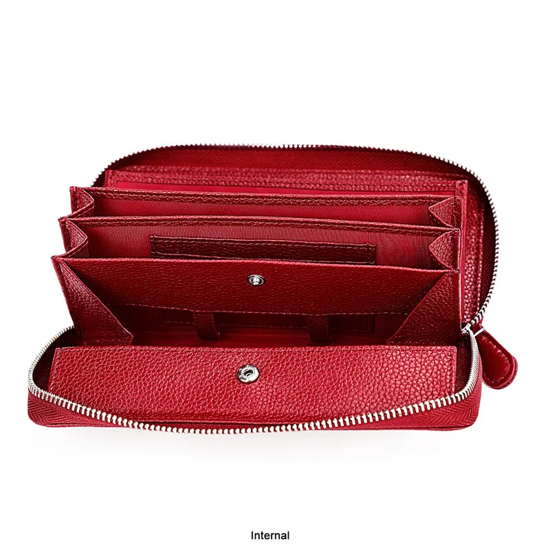 Anti-diebstahl Pinsel Echtes Leder Geldbörse Frauen 2026 Neue Damen Erste Schicht Kuh Leder Brieftasche Große Kapazität Weibliche Kupplung tasche – Detail 16