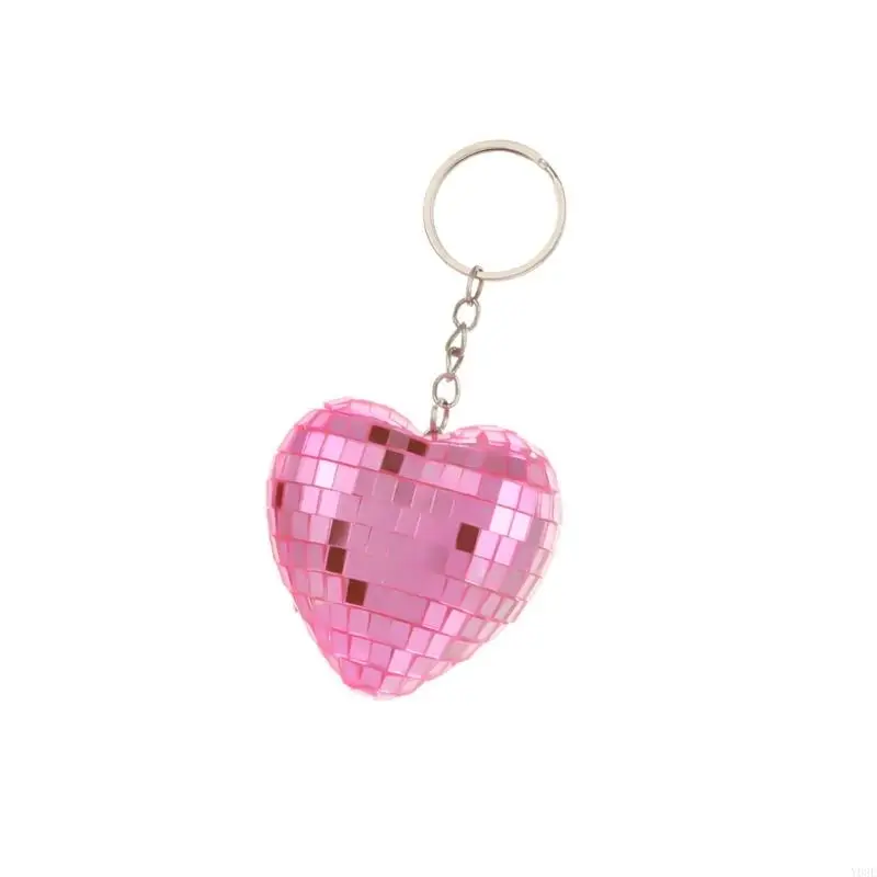 Elegantes Herz Sphärischer Schlüsselbund reflektierender Glas Kugel Pendant Keyring Dekorative Schmuck Geschenk Accessoire Y08E – Detail 4