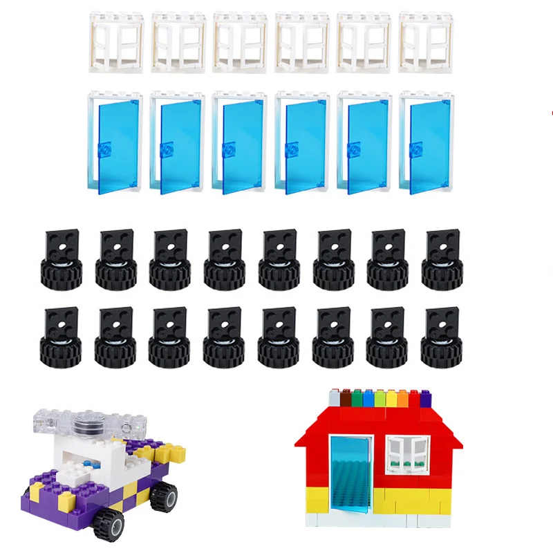 Building Blocks Toys Kids Small Particles Bulk Door Window Car Parts Wheel SET Diy Building Blocks Brick Accessories