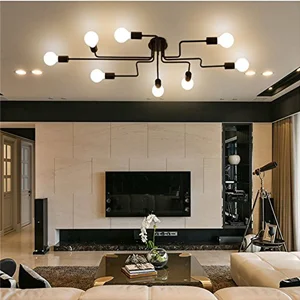 Többszörös Rúd Kovácsoltvas Csillár A Nappali Vintage Lámpái Ipari Tetőtér Északi Otthoni Világítótestek