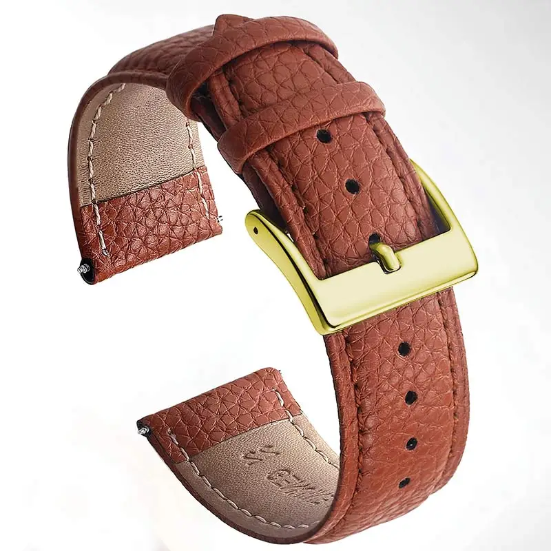 Premium Genuine Leather Watch Band for Men and Women - High-Quality Strap with Tool Included