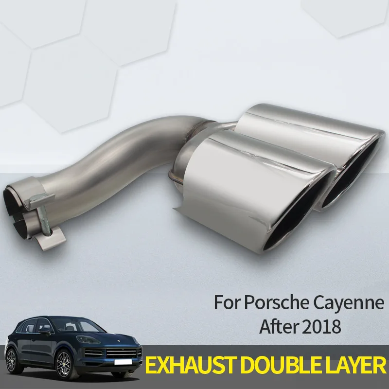 

High quality tail throat for more than 18 Porsche Cayenne tail throat round mouth double modified exhaust pipe pair