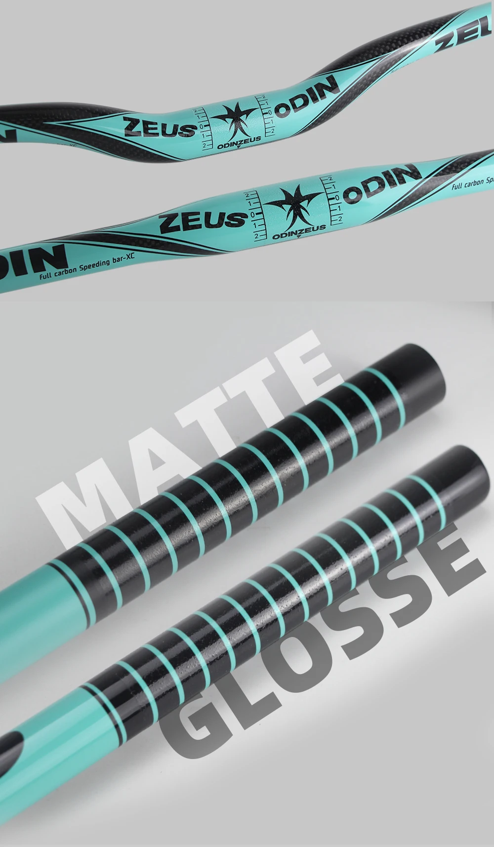ODINZEUS-31,8 mm Vollcarbon-Mountainbike-Lenker, Flat/Rise, 10 Farben, Unisex, 3 Karat, glänzend, 580–740 mm, ultraleicht 150 g – Detail 11