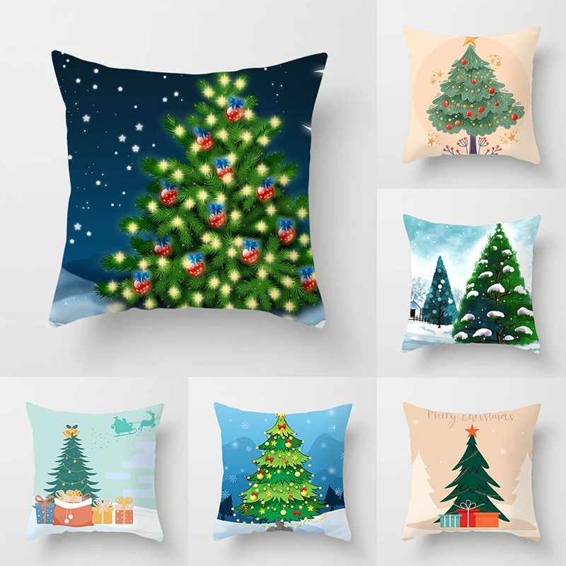 

Winter Christmas pillowcases tree sofa home decoration