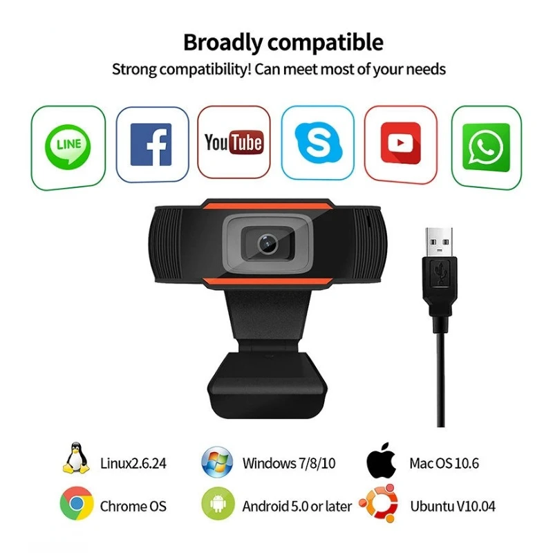 USB Drive-Free Computer Webcam 1080P Webcasting HD Video Conferencing E-learning Strong Compatibility Meet Most Systems