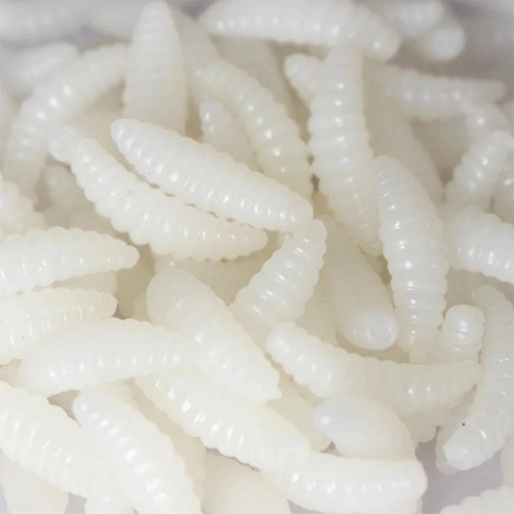Description Picture 5 of item100Pcs/Bag 2cm 0.3g Bread Worm Silicone Artificial Baits Maggot Grub Soft Fishing Lure Hooks Biomimetic Smell Worms Glow Shrimps