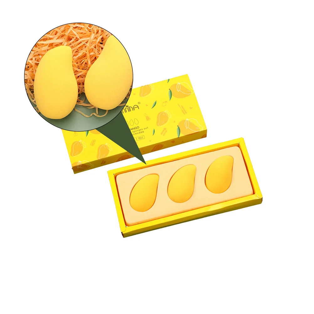 3 Pezzi Di Spugne Per Il Viso All'Uovo Di Mango Per Strumento Di Trucco Fondotinta Blending Creme Blush