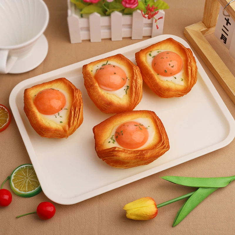 Crispy Fried Egg Simulated Bread Stress Relief Toy Anti-stress Slow Rising Squeeze Toy Soft PU Slow Rebound Toy Birthday Gift 3