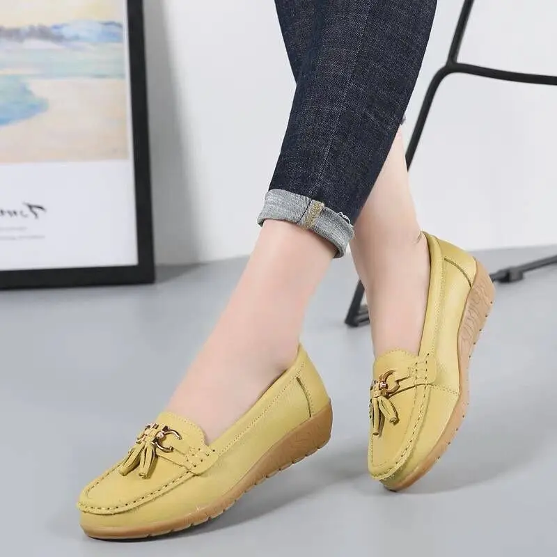 Casual Shoes for women Flats Shoes Cut Out Leather Breathable Moccasins Boat Shoes Ballerina Ladies D002