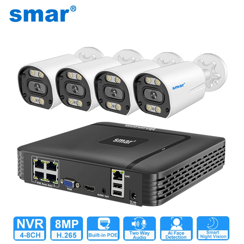 Security Camera System 8MP 4K POE NVR Video Surveillance Kit