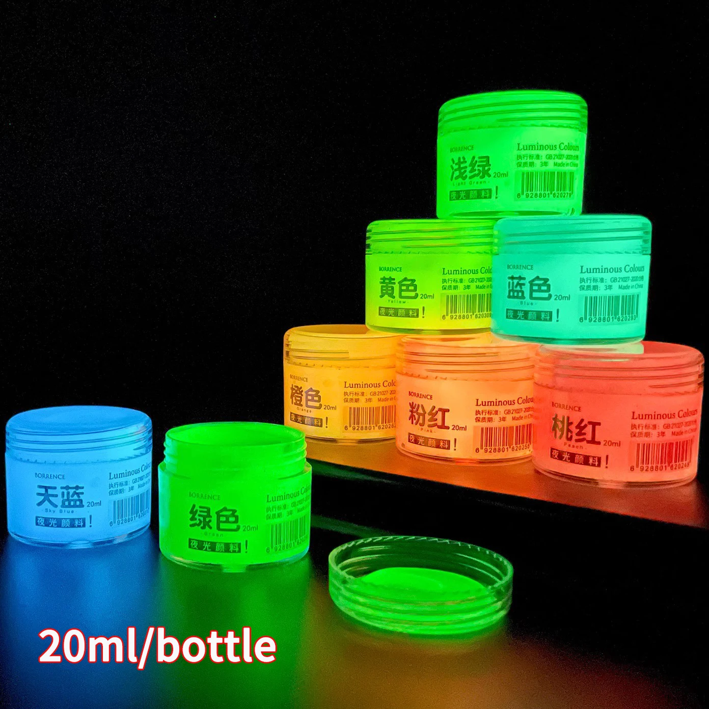 Glow-in-the-dark pigment 20ml fluorescent acrylic luminous paint DIY