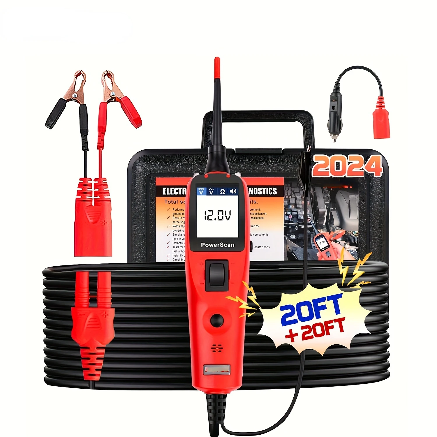 

Power Scan Automotive Circuit Tester, Power Circuit Probe Kit, Digital Multimeter/Relay & Diode Resistance Tool, For Frequency/D