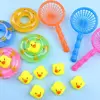 5pcs/set Kids Bath Toys Rubber Duck Fishing Net Swimming Rings Pool Toy Shower Water Play Fun Games Toddler Toys Children Gifts 1