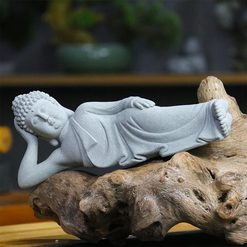Nikou Set 4 Statuette Simpatici Monaci In Resina, Portafortuna Cinesi Per Decorazione Casa, Ufficio O Auto