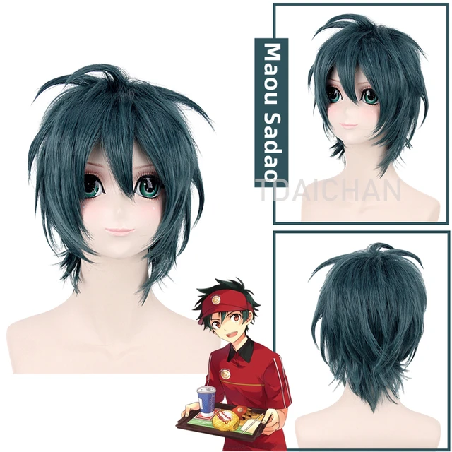 Anime The Devil Is A Part-Timer! Season 2 Maou Sadao Cosplay Wig Greenish  Black Short Hair Satan Jacob Hataraku Maou-sama Men - AliExpress