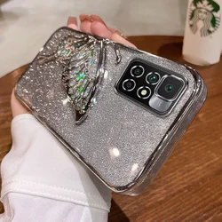 Luxury Quicksand Butterfly Glitter Shockproof Phone Case - Redmi note10 4G (Silver)