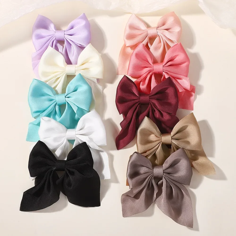 LOVEKIKI 2PCS Bowknot Mädchen Pferdeschwanz Haar Clip 3,3 zoll Fleck Einfarbig Hairgripes Frauen Hairbangs Haarspange Haarnadel großhandel