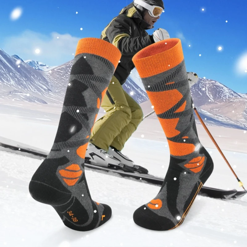 Chaussettes en laine mérinos thermiques, chaudes, épaisses, élastiques, évacuant l'humidité, antidérapantes, pour le ski en plein air, le snowboard, la randonnée, la course à pied, pour hommes et femmes