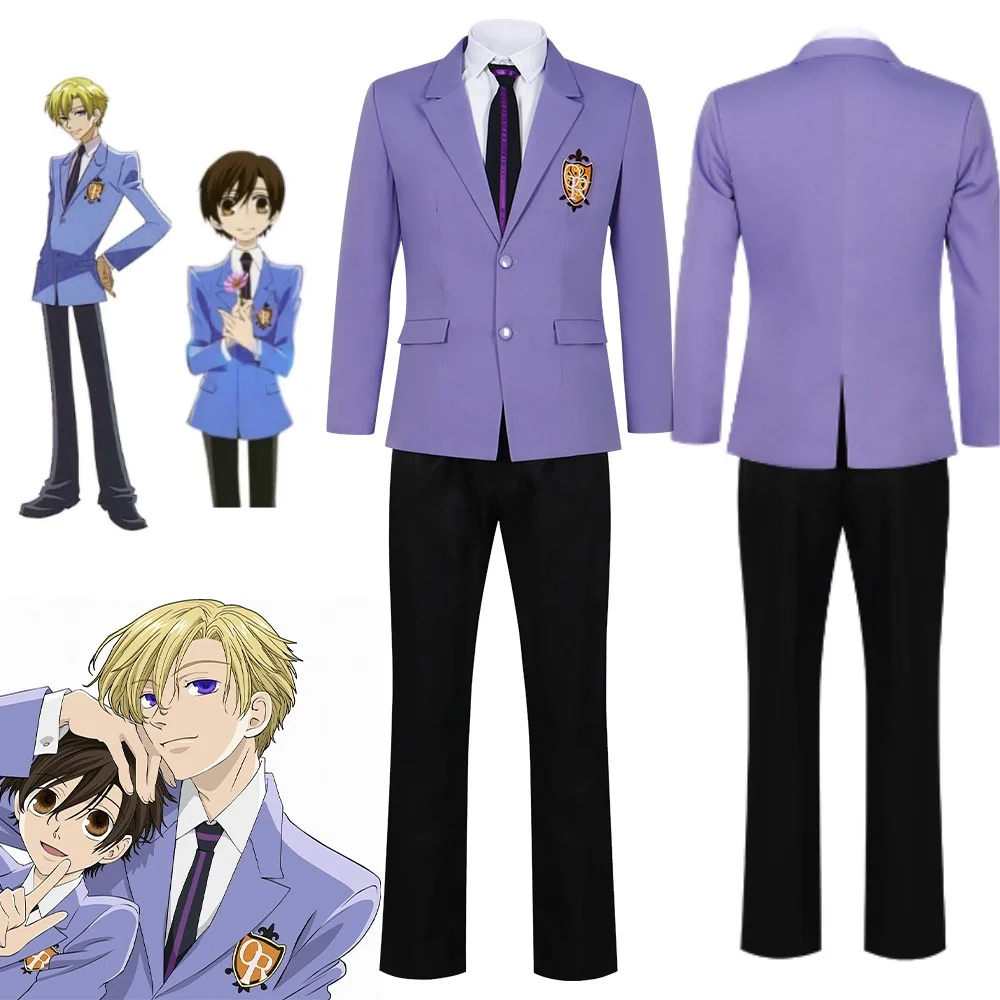 

Anime Ouran High School Host Club Cosplay Costume Men Women School Uniform Haruhi Kyoya Hikaru Takashi Jacket Coat Shirt Pants