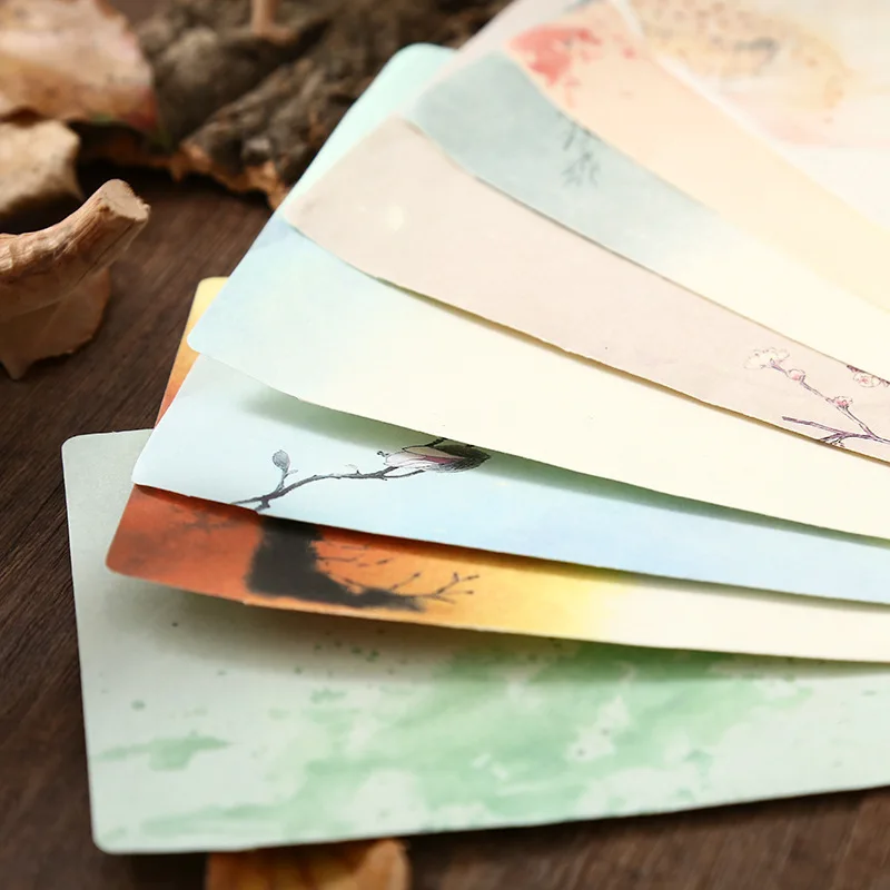 Chinese Style Envelopes with Letter Pads Note Paper Wedding Party Invitation Card Korean Stationery Office Supplies 6pcs, mailing envelopes, mini envelopes