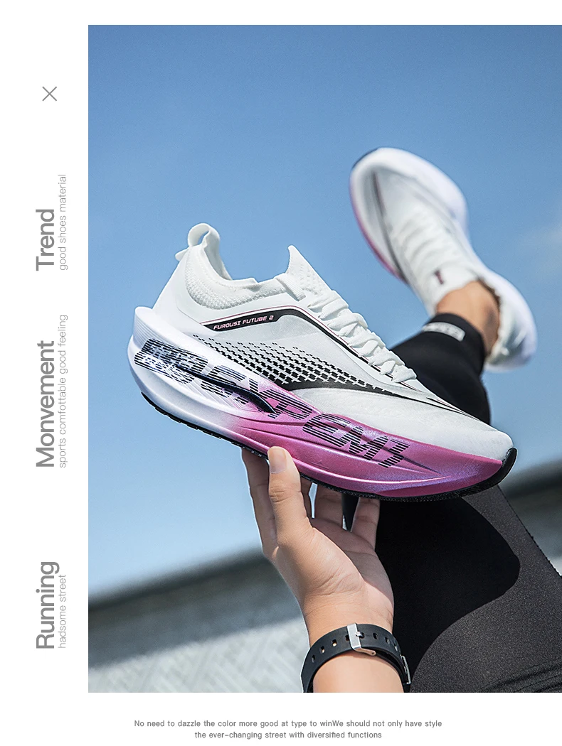 Marathon Air Cushion Carbon Plate Sports Running Shoes Men Breathable Lightweight Women Comfortable Nonskid Speciality_vogvips.com