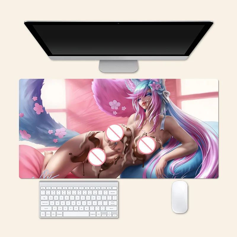 Grande Peludo Anime Mouse Pad Sexy Playmat Creative Desk Gaming Mat Silvervale Vshojo Office Mousepad - Imagem 4