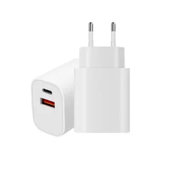 30W Dual - Port Fast Wall Charger with USB - A and USB - C - EU (WHITE)