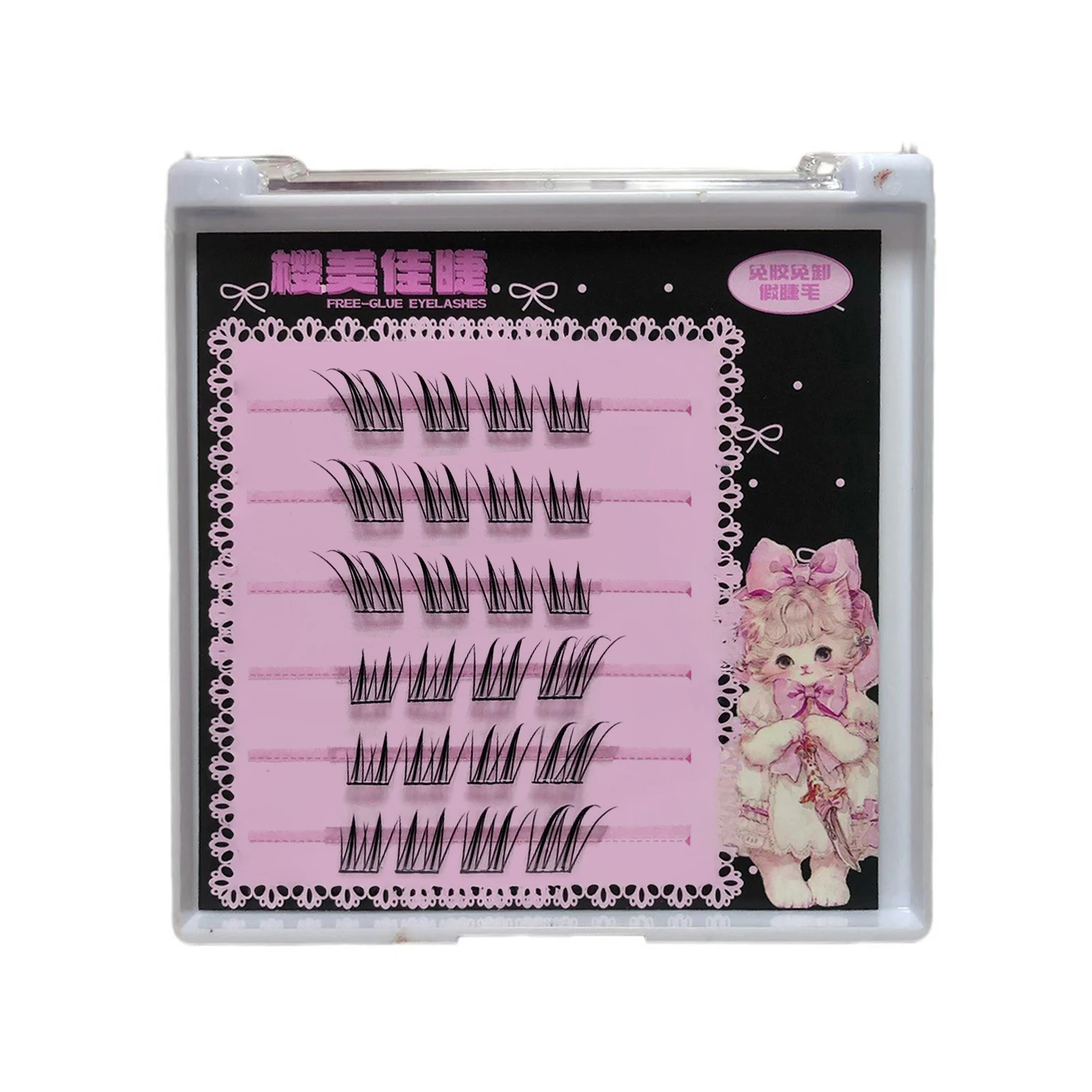 6/10/20 Rows Foxes False Eyelashes Glue-free Natural Voluminous Fiber Eyelash Extension For Daily Cosplay Perfect Eye Makeup