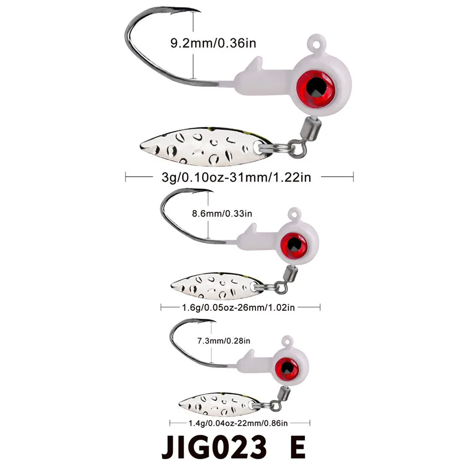 Loogdeel 5Pcs/Lot 1.4g 1.6g 3g Soft Bait Hook Spoon Spinner with Metal Sequin Sliced Fishing Tackle Suitable For Perch Bluegill