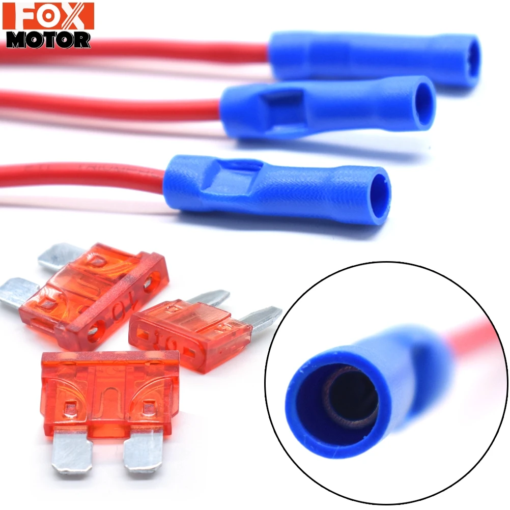 3X 12V Car Blade Fuse Holder Add A Circuit TAP Adapter Micro Mini Standard ATM APM Auto Fuses 10 AMP Car Truck Van SUV Fuse Wire