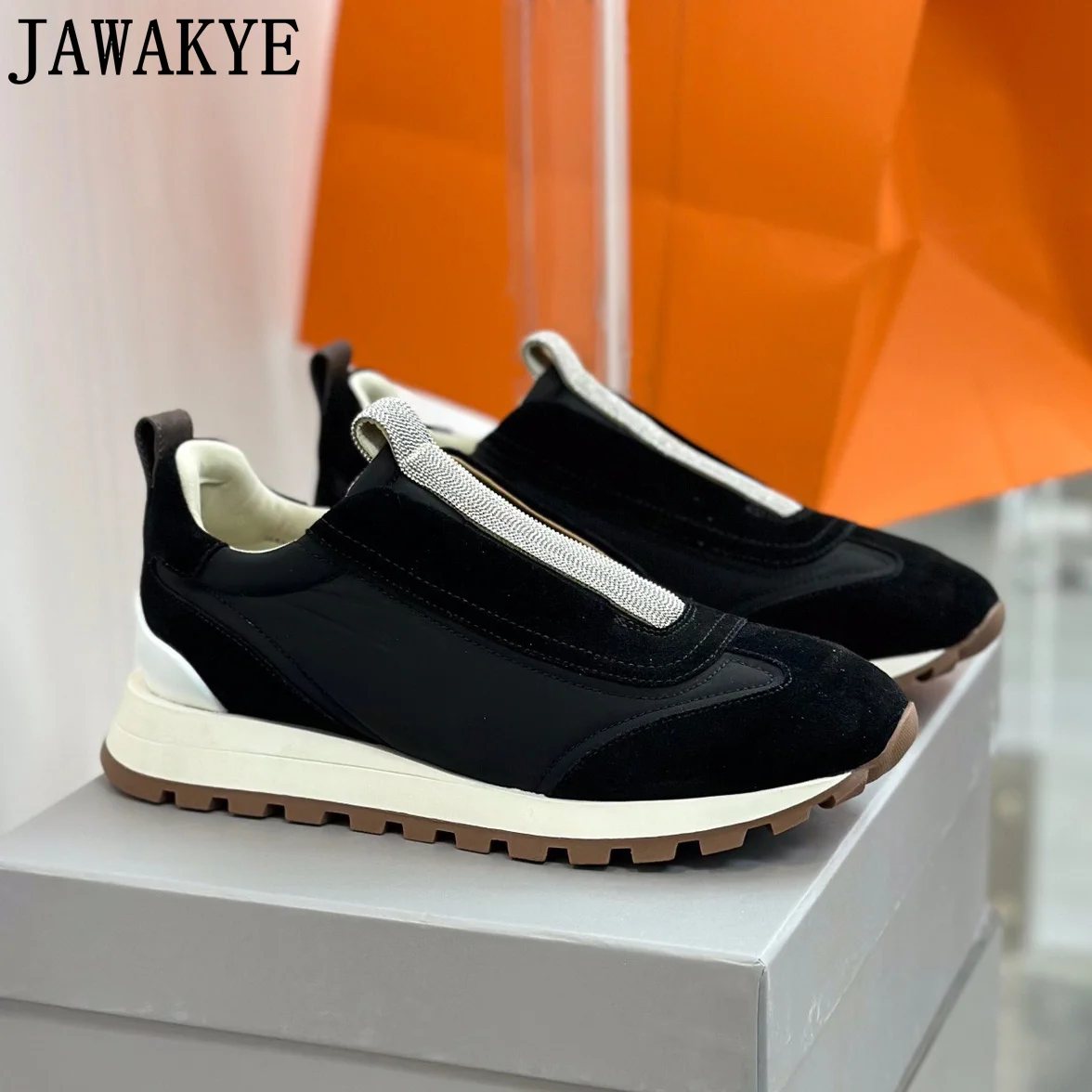 2023 Autumn New Brand Sneakers Ladies Slip-on Loafers Shoes Crystal Embellished Comfort Light Weight Women's Walking Shoes