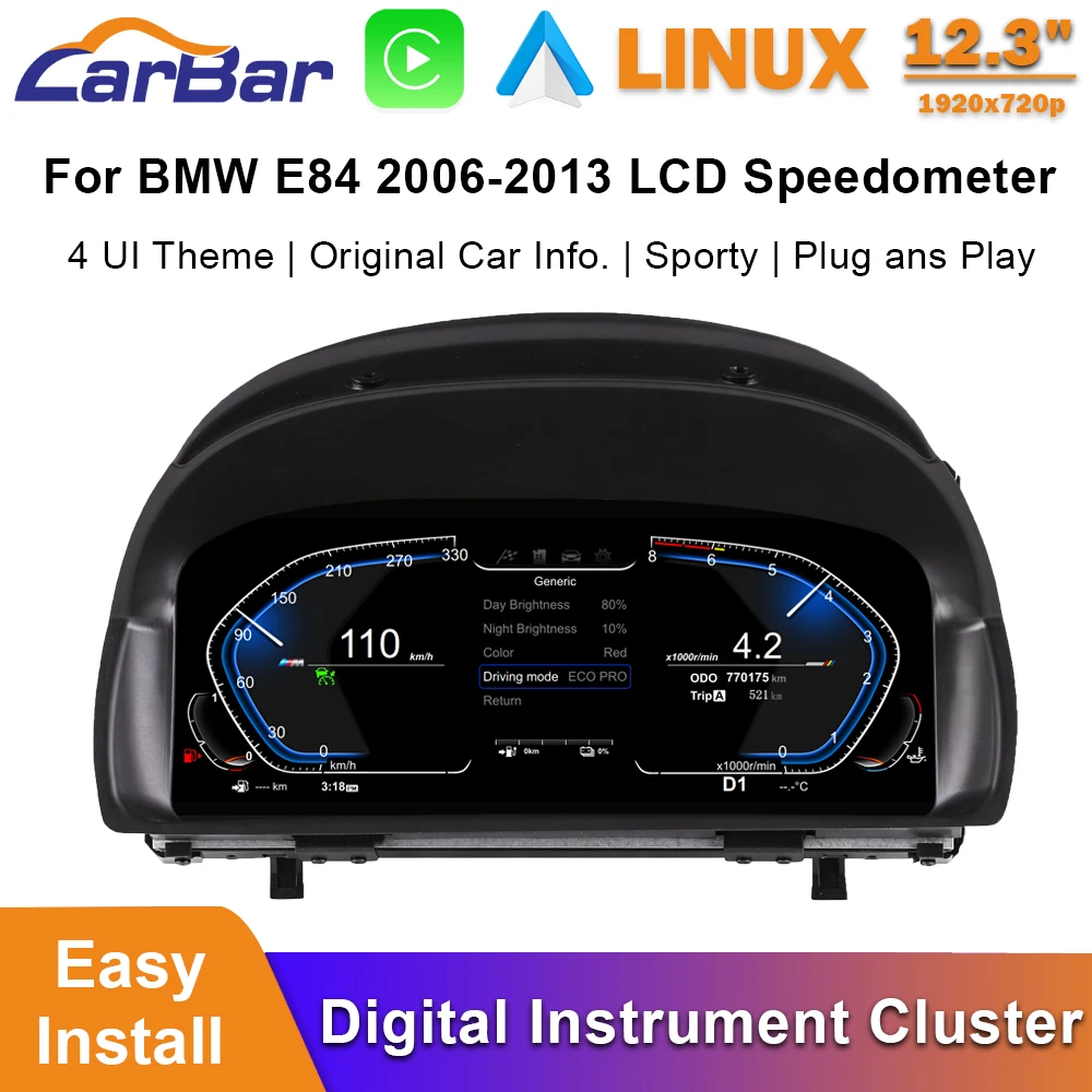 카바르 신형 LCD 디지털 계기판 클러스터 디지털 속도계 BMW E84 2006-2013용 계기판 스크린 업그레이드 스포티