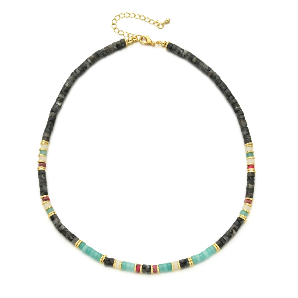 ZMZY Ethnic Party Trend Jewelry Vintage Collar Gift Collier Femme Natural Stone Beaded Choker Lucky Charm Necklace for Women