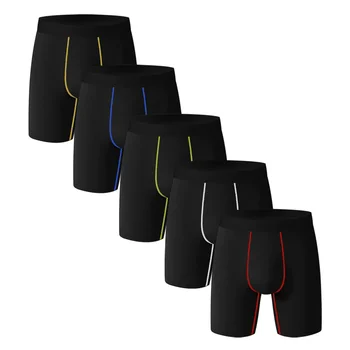 5 PZ/SET Biancheria Intima da Uomo Colore Nero Boxer Sport Stretch Biancheria Intima a Lungo Termino Ciclismo Pantaloncini da Uomo Moda Uomo Mutande 1