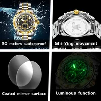 OLEVS 3689 montre pour hommes à Quartz multi-fonctionnelle Date Phase de lune étanche montre lumineuse pour hommes sport horloge à main 5