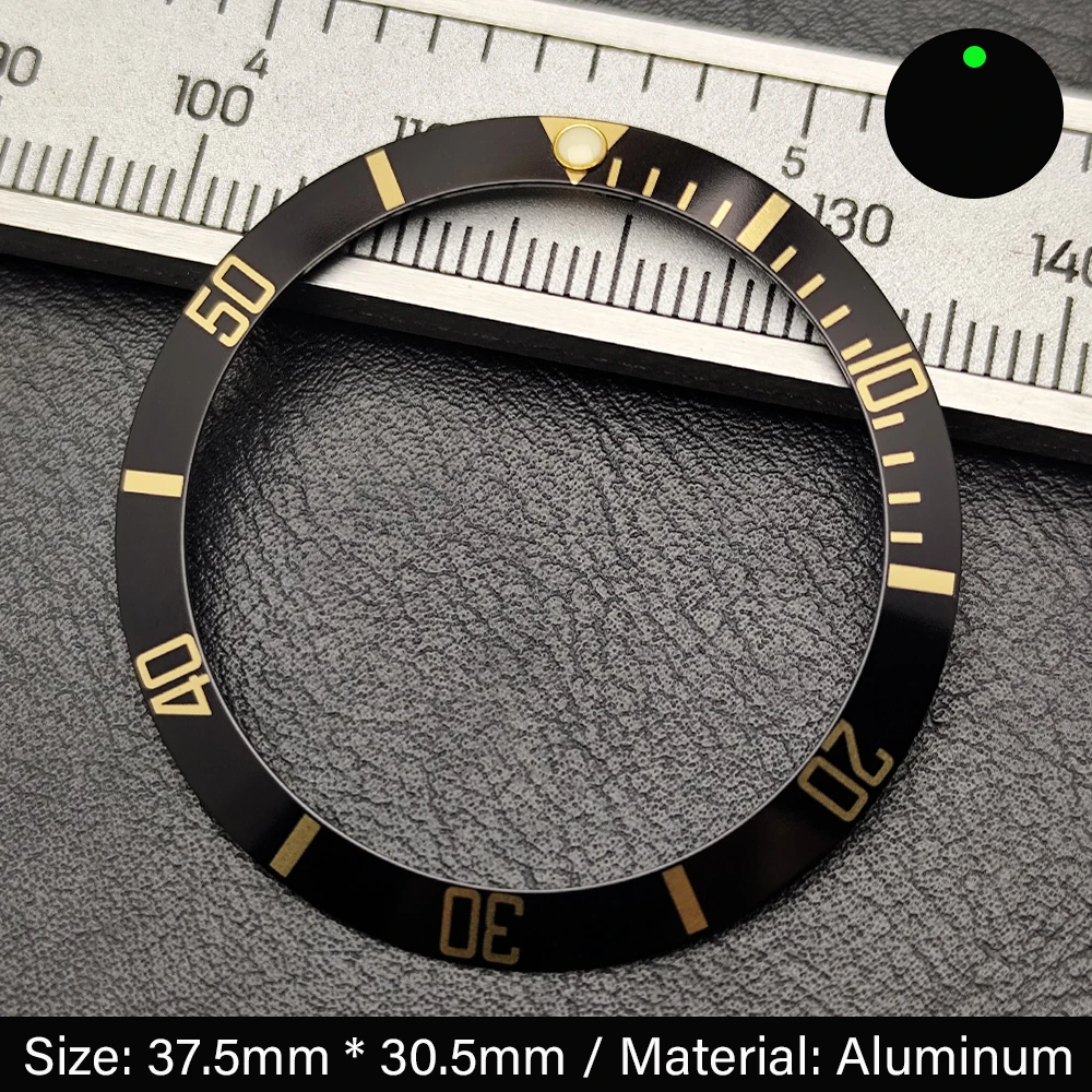Sleek Black 37.5mm Bezel Insert for Watch Cases – Ceramic/Aluminum Finish