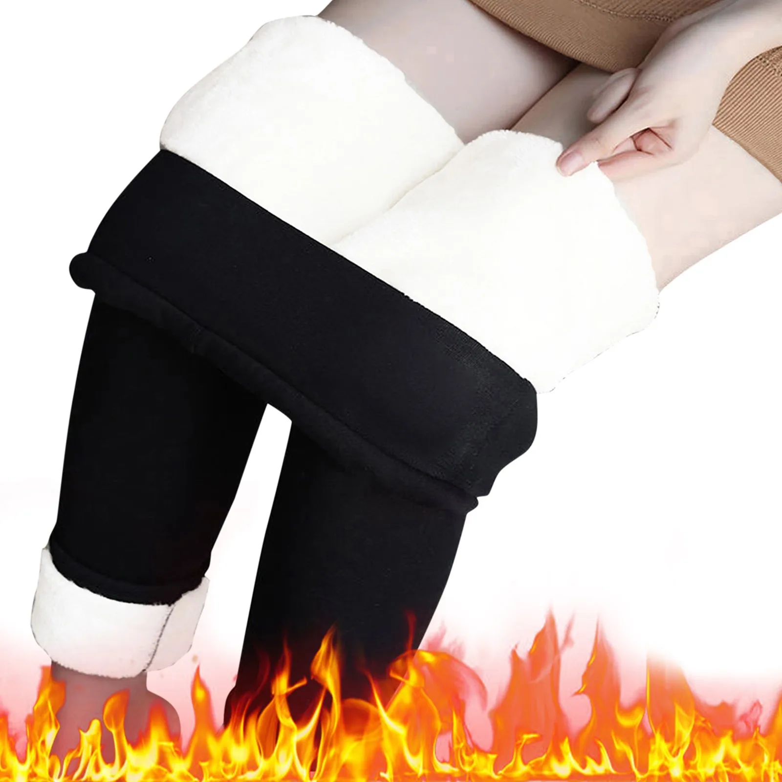 Womens Winter Casual Leggings Elastic Waist Thermal Capris Workout Trousers Thermal Prints Pants